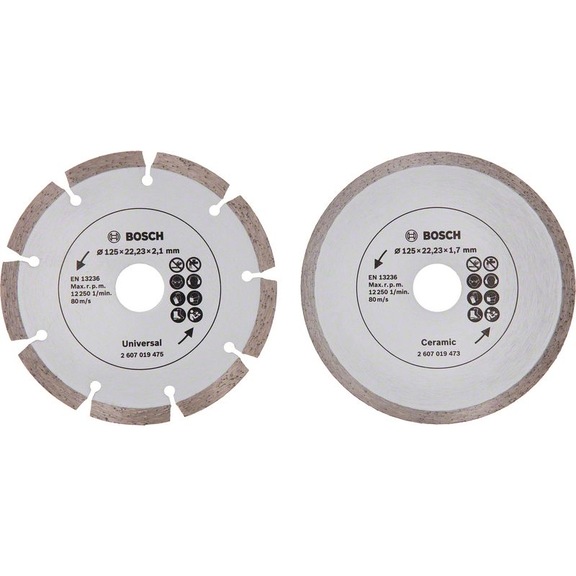 BOSCH Diamond cutting blade 125mm 2-pack 2607019484 - Grinding tool with diamond or boron nitride with bore