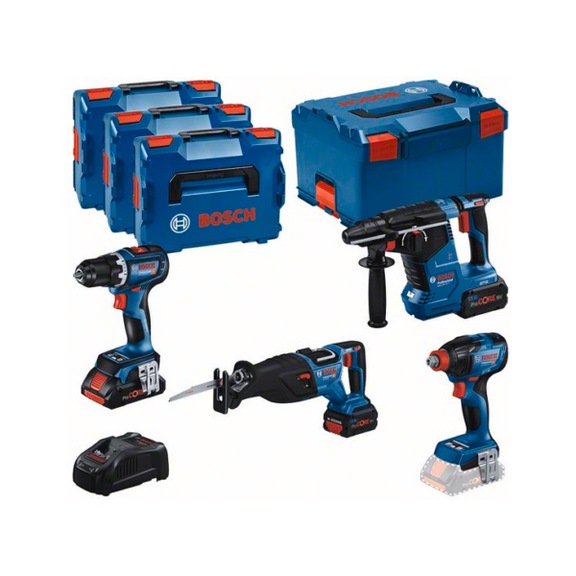 BOSCH Combo Kit Set 4x 18VGSR 18V-90C/GDX 18V-210C/GBH18V-24C/GSA18V-28 3x rechargeable battery - Power tool set