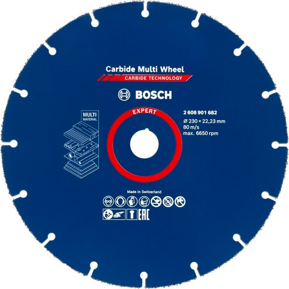 BOSCH EXPERT Carbide Multi Wheel cutting-off wheel 230 mm 22.23 mm 2608901682 - Abrasive tool made of abrasive on backing