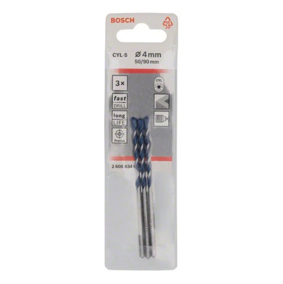BOSCH 3pcs set CYL-5 4x90 2608834658 - Solid drill bits (non-detachable cutting edges)
