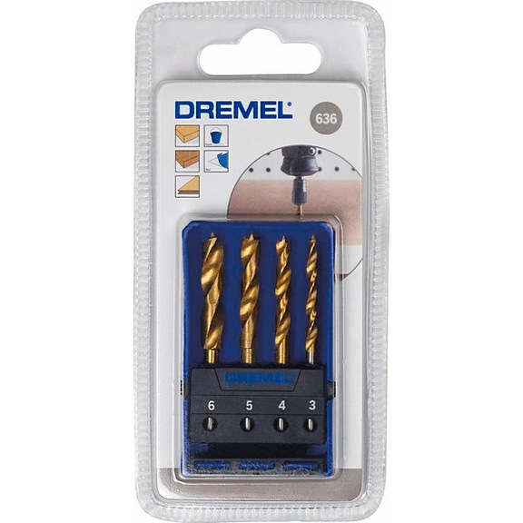 DREMEL 636 wood drill bit set 4 pieces 26150636JA - Solid drill bits (non-detachable cutting edges)