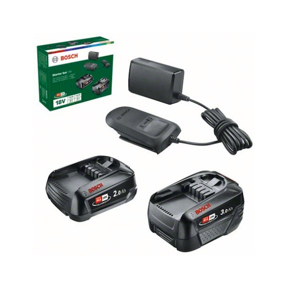 BOSCH Starter-Set 2 Akkus und Ladegerät 18V 2.0Ah  3.0Ah  AL 18V-20 1600A02V33 - Akku-Pack