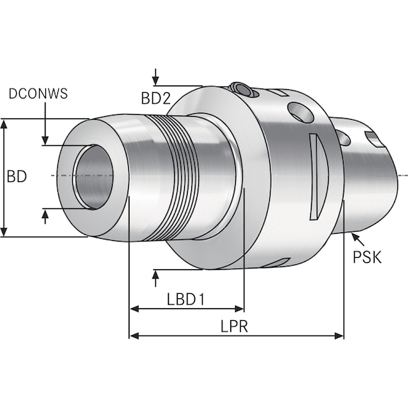 KEMMLER hydraulic expansion chuck PSK 40, diameter 12 mm, projection 70 mm - Hydraulic expansion chuck