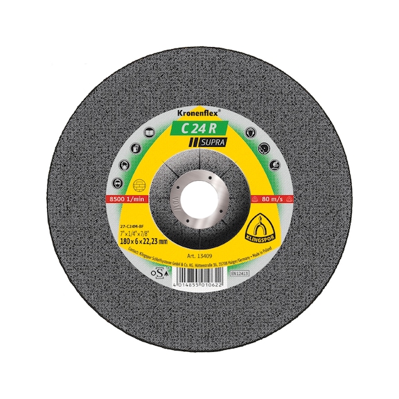 KLINGSPOR grinding discs 180x6x22.23 mm cranked 13409 - Rough grinding wheel