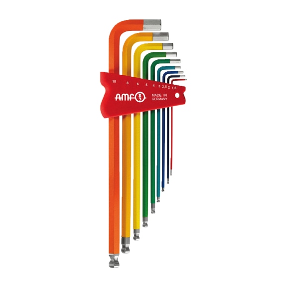 AMF Ball-head screwdriver COLOR in key holder 911LG-HM9F Number 47001 - Hexagon socket screwdriver, angled