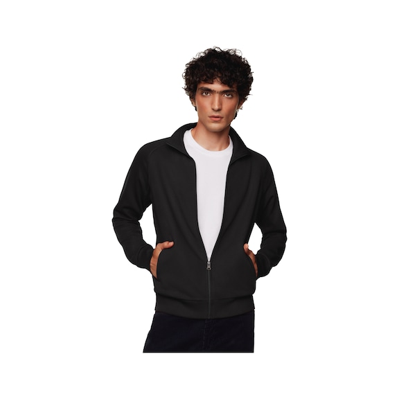 HAKRO men's College sweat jacket, black, size L - Men's college sweat jacket