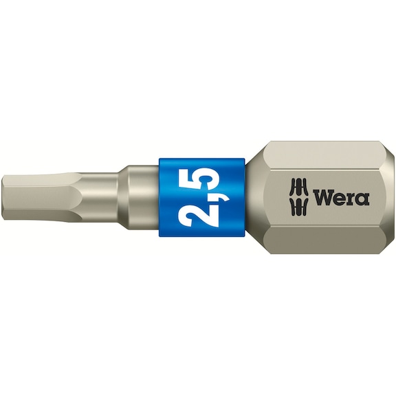 WERA Hexagon socket bit 3840/1 TS Torsion form stainless steel 2.5x25 mm 05071072001 - Bit For hexagonal socket head screws Edelstahl 3840/1 TS
