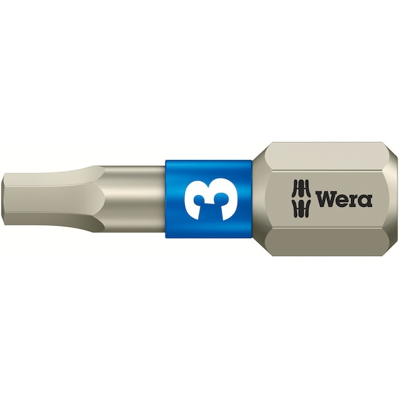 WERA Hexagon socket bit 3840/1 TS Torsion form stainless steel 3.0x25 mm 05071073001 - Bit For hexagonal socket head screws Edelstahl 3840/1 TS