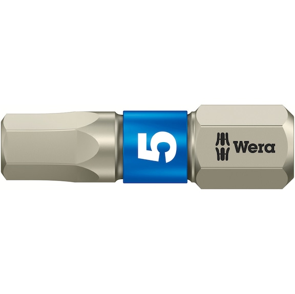 WERA Hexagon socket bit 3840/1 TS Torsion form stainless steel 5.0x25 mm 05071075001 - Bit For hexagonal socket head screws Edelstahl 3840/1 TS