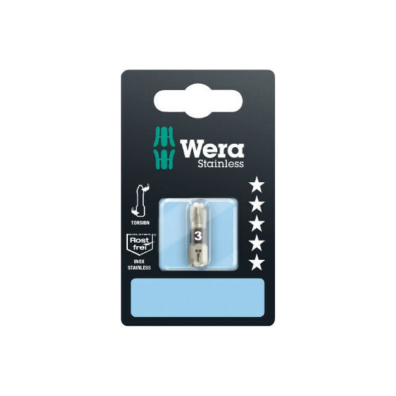 WERA PZ-Bits 3855/1 TS SB Torsion Stainless steel PZ 3x25 mm 05073615001 - Bit for Pozidriv Screws Edelstahl 3855/1 TS SB