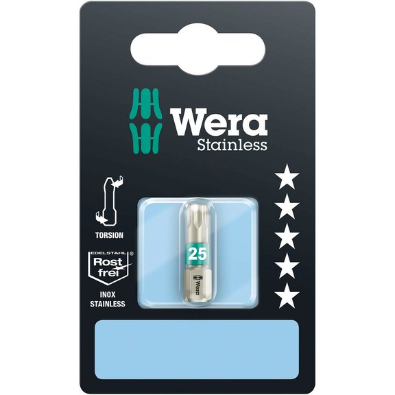 WERA Bit Torsion 3867/1 TS SB TX Stainless steel TX 25x25 mm 05073623001 - Bits for TX Screws Edelstahl 3867/1 TS SB