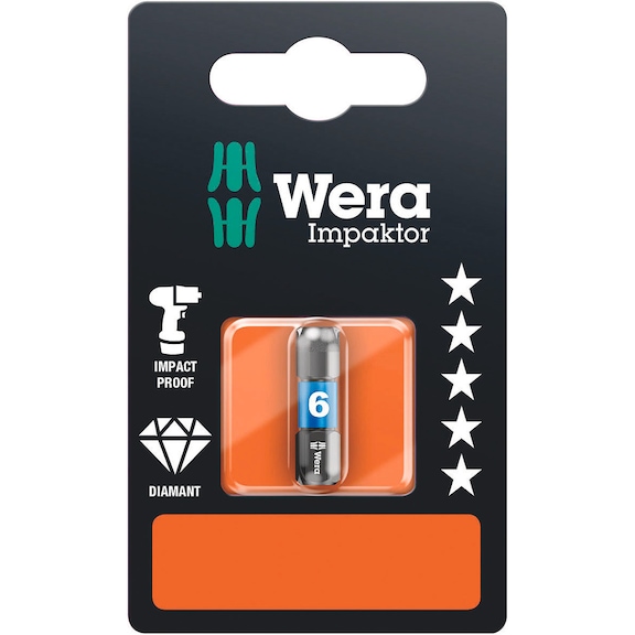 WERA Hexagon socket bit 840/1 IMP DC SB impactor bits 1x6.0x25 mm 05073906001 - Bit For hexagonal socket head screws 840/1 IMP DC SB