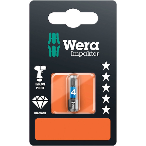WERA Hexagon Socket Bit 840/1 IMP DC SB Impactor Bits 1x4.0x25 mm 05073904001 - Bit For hexagonal socket head screws 840/1 IMP DC SB
