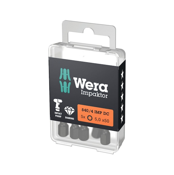 WERA Hexagon socket bit impactor 840/4 IMP DC Hex-Plus DIY 5x5.0x50 05057645001 - Bit set