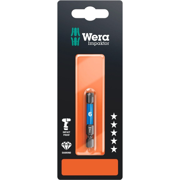 WERA Innensechskant Bit Impaktor 840/4 IMP DC SB 1x6.0x50 mm 05073946001 - Bits für Innensechskantschrauben 840/4 IMP DC