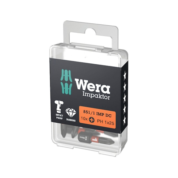 WERA PH-Bits Impactor 851/1 IMP DC PH DIY PH 1x25 mm 05057615001 - Bit set