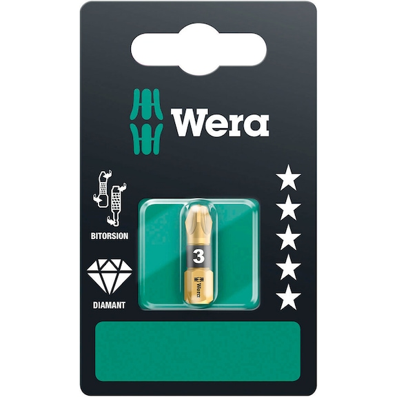 WERA PZ-Bits BiTorsion 855/1 BDC SB PZ 3x25 mm 05073338001 - Bit for Pozidriv Screws 855/1 BDC SB