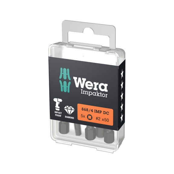 WERA Hexagon socket bit impactor 868/4 IMP DC DIY 2x50 mm 05057671001 - Bit set