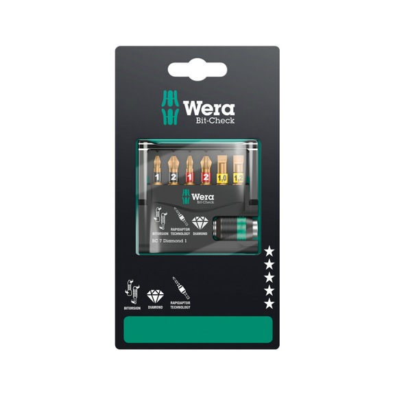 WERA Bits-Sortiment Bit-Check 7 Diamond 1 SB 05073419001 - Bit-Satz