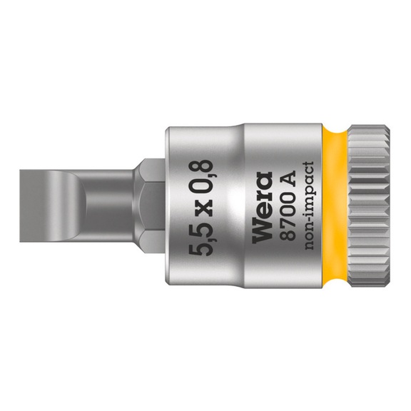 WERA Zyklop bit socket with 1/4 in drive 8700 A FL 0.8x5.5x28 mm yellow 05003320001 - Slotted screw insert (socket wrench)