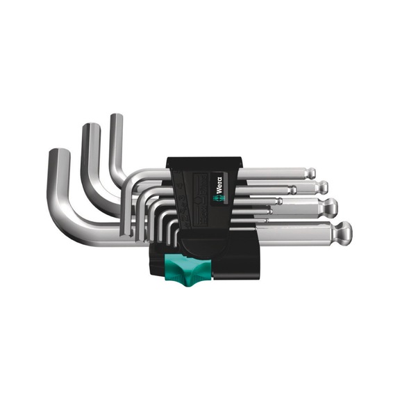 WERA Hex key set 950/9 Hex-Plus 3 metric rack chrome-plated 05133163001 - Allen key set