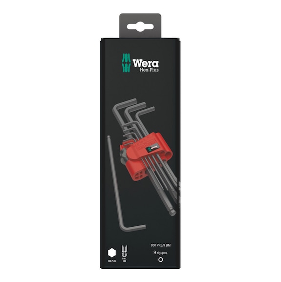 WERA Hex key set 950/9 Hex-Plus 6 SB metric BlackLaser 05073596001 - Allen key set