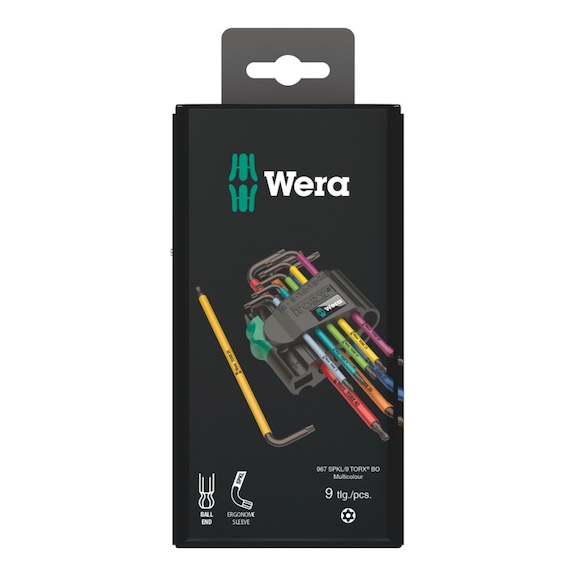 WERA Winkelschlüsselsatz 967/9 TX BO Multicolour 1 SB BlackLaser 05073599001 - Innensechskantschlüssel-Satz