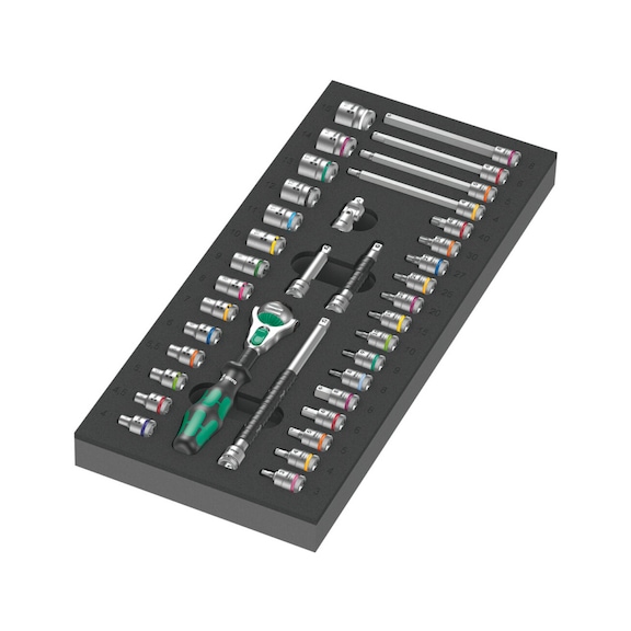 WERA Schaumstoffeinlage 9720 Knarrensatz 1/4 in 37‑teilig 05150110001 - Werkzeugsortiment