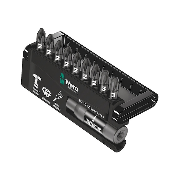WERA Bits assortment Bit-Check 10 PZ Impactor 1 10-piece 05057684001 - Bit set