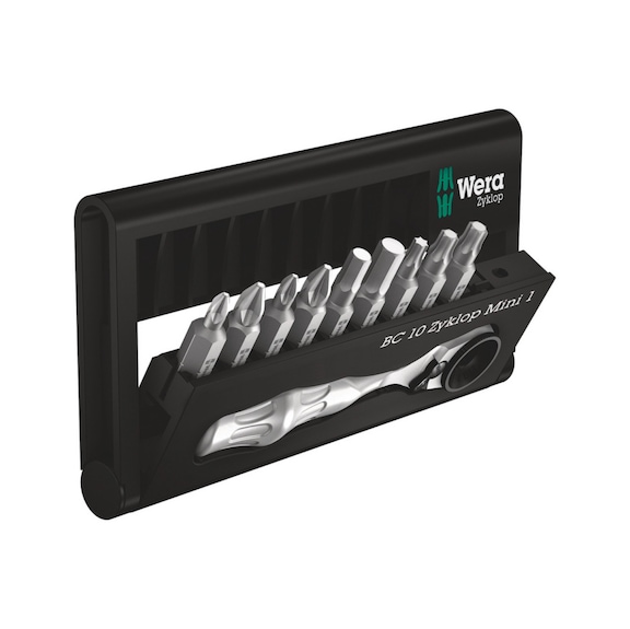 WERA bits assortment with ratchet Bit-Check 10 Zyklop Mini 1 05073645001 - Bit set