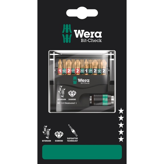 WERA Bits assortment Bit-Check 12 Diamond 1 SB 12-piece 05136392001 - Bit set