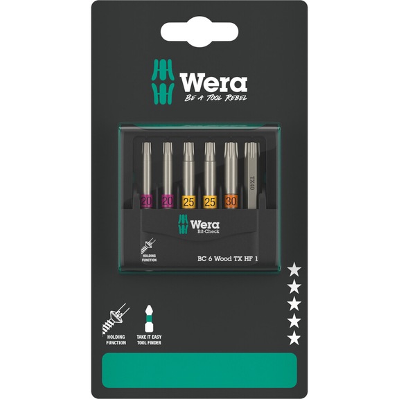 WERA Bits assortment Bit-Check 6 Wood TX HF 1 SB 6-piece 05073639001 - Bit set
