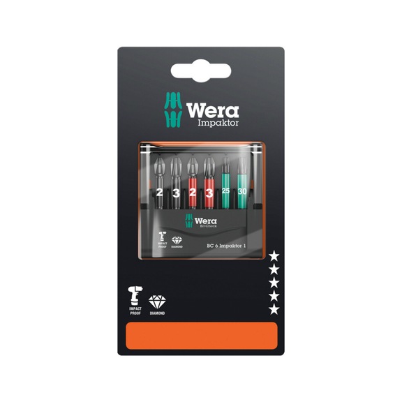 WERA Bits assortment Bit-Check 6 Impactor 1 SB 6-piece 05073890001 - Bit set