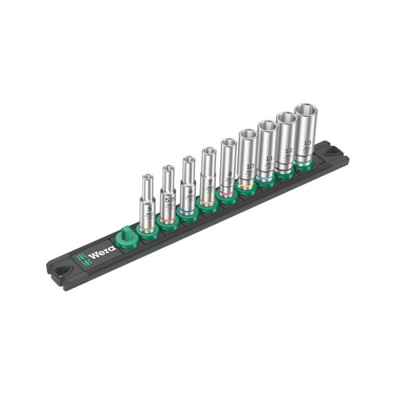 WERA Socket Wrench Set 1/4 in Socket Rail A Deep 1 05005410001 - Socket wrench (set)