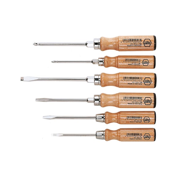 WIHA Holzschraubendreher Set Schlitz Pozidriv&nbsp;6-teilig 07150 - Schraubendreher-Satz
