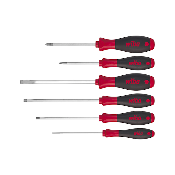 WIHA Screwdriver set SoftFinish slotted Pozidriv 6-piece 07153 - Screwdriver set