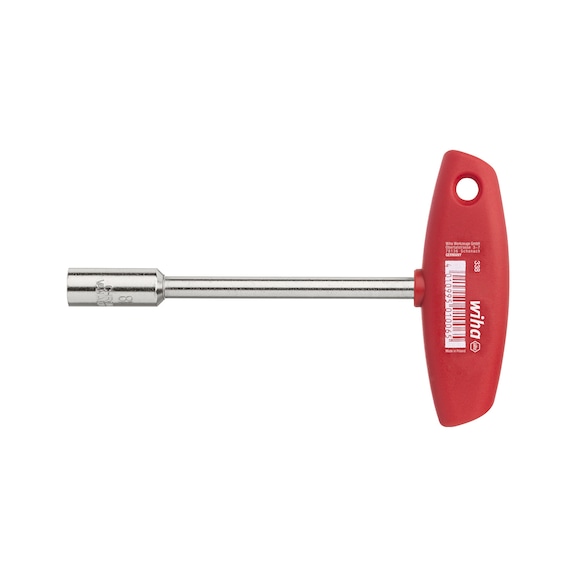 WIHA Steckschlüssel mit Quergriff Innenvierkant glanzvernickelt 8 mm 01006 - Steckschlüssel mit Quergriff