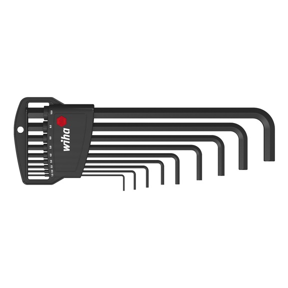 WIHA Hex key set in holder Hexagon 10-piece black oxidized 06386 - Hexagon socket wrench set