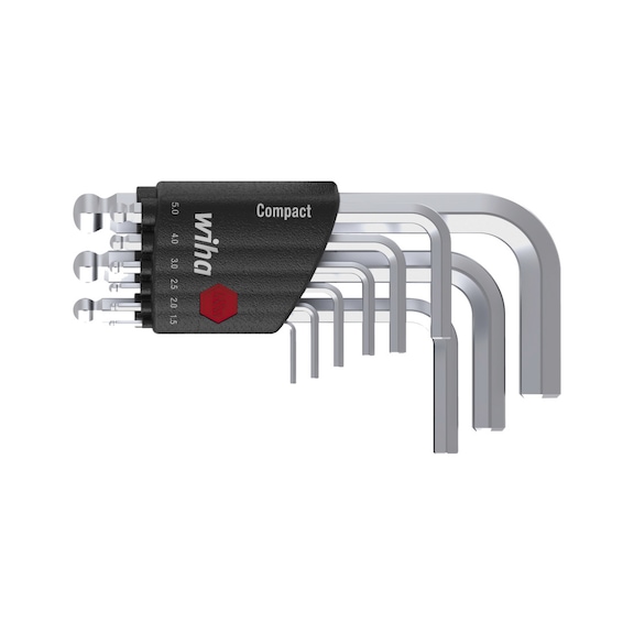 WIHA Stiftschlüssel Set im Compact Halter Sechskant-Kugelkopf 10-teilig 40411 - Winkel-Sechskantstiftschlüsselsatz
