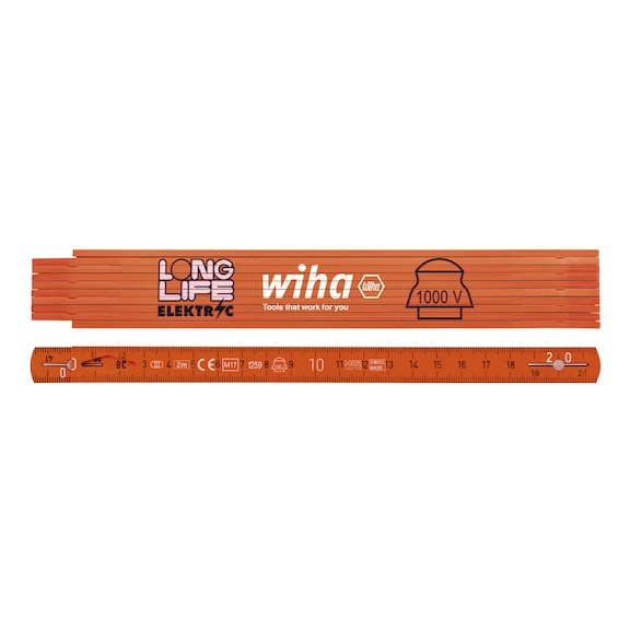 WIHA Elektriker Gliedermaßstab Longlife 2 m metrisch 10 Glieder 15 mm 42068 - Maßstab