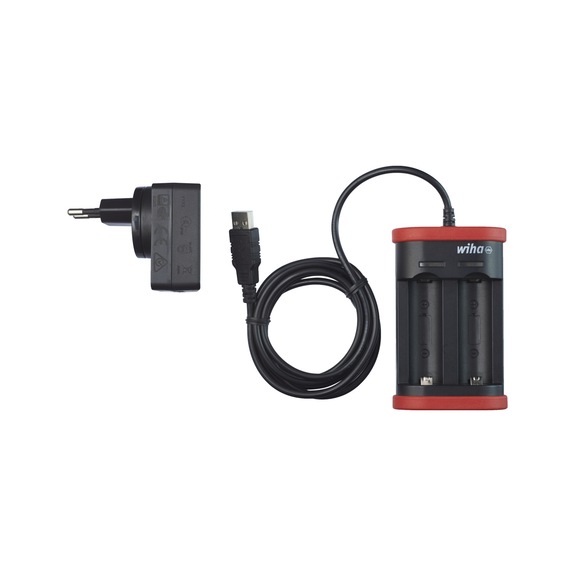 WIHA Ladegerät für Akku Typ 18500 Li-Ion mit USB und Eurostecker 41915 - Akku-Ladegerät (Elektrowerkzeug)