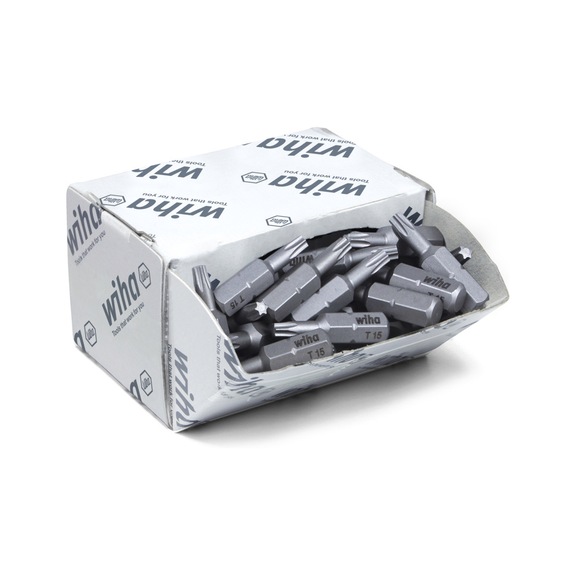 WIHA bit set standard 25 mm TX T15 50-piece 1/4 inch C6.3 in bulk pack 08066 - Bit set