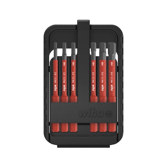 WIHA Bit Set slimBit electric Sechskant 7-teilig inklusiv slimBit-Box 43156 - Bitsatz