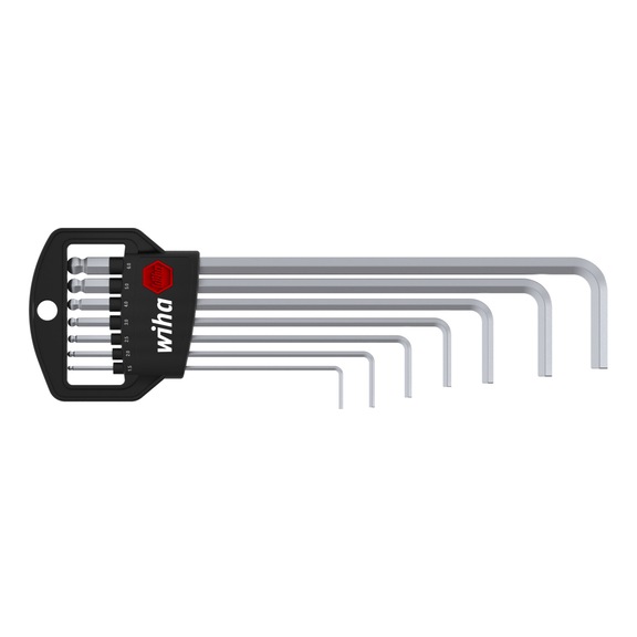 WIHA Allen key set hexagon ball point 8-piece matt chrome-plated 03723 - Hexagon socket wrench set