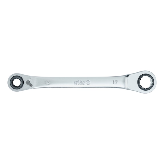 WIHA double ring ratchet wrench 4 in 1 reversible 10 mm x 17 mm 45421 - Ratchet ring spanner