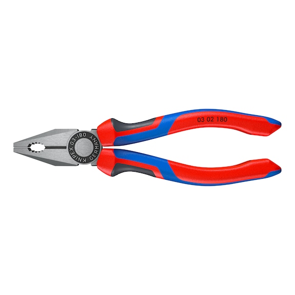Pince universelle KNIPEX 180&nbsp;mm, tête polie, poignée bimatière - Pince universelle avec manchons de préhension bimatière