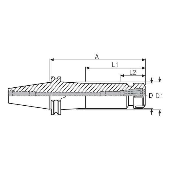 Schüssler Spannzangenfutter ER Mini HSK-A63, A=60 mm, ER16, Nr. 606302-24 Schüssler Spannzangenfutter ER Mini HSK-A63, A=60 mm, ER16, Nr. 606302-24