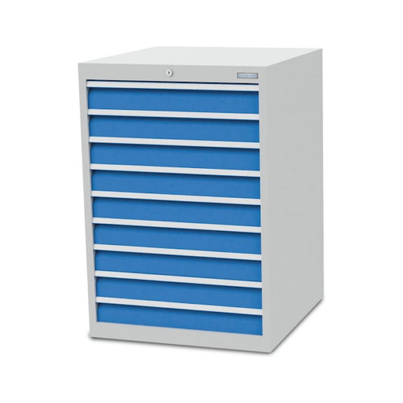 BEDRUNKA HIRTH drawer cabinet H1,019xW705xD736, 9x drawers, RAL 7035/5012 - Drawer cabinets