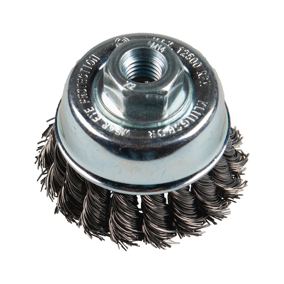 KLINGSPOR Topfbürsten gezopft ohne Ring einreihig 65 mm M14 0,5 Stahl 358335 - Topfbürste