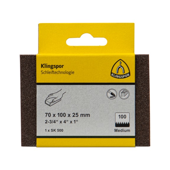 KLINGSPOR sanding block corundum grain 60 70x100x25 mm 367346 - Sanding block
